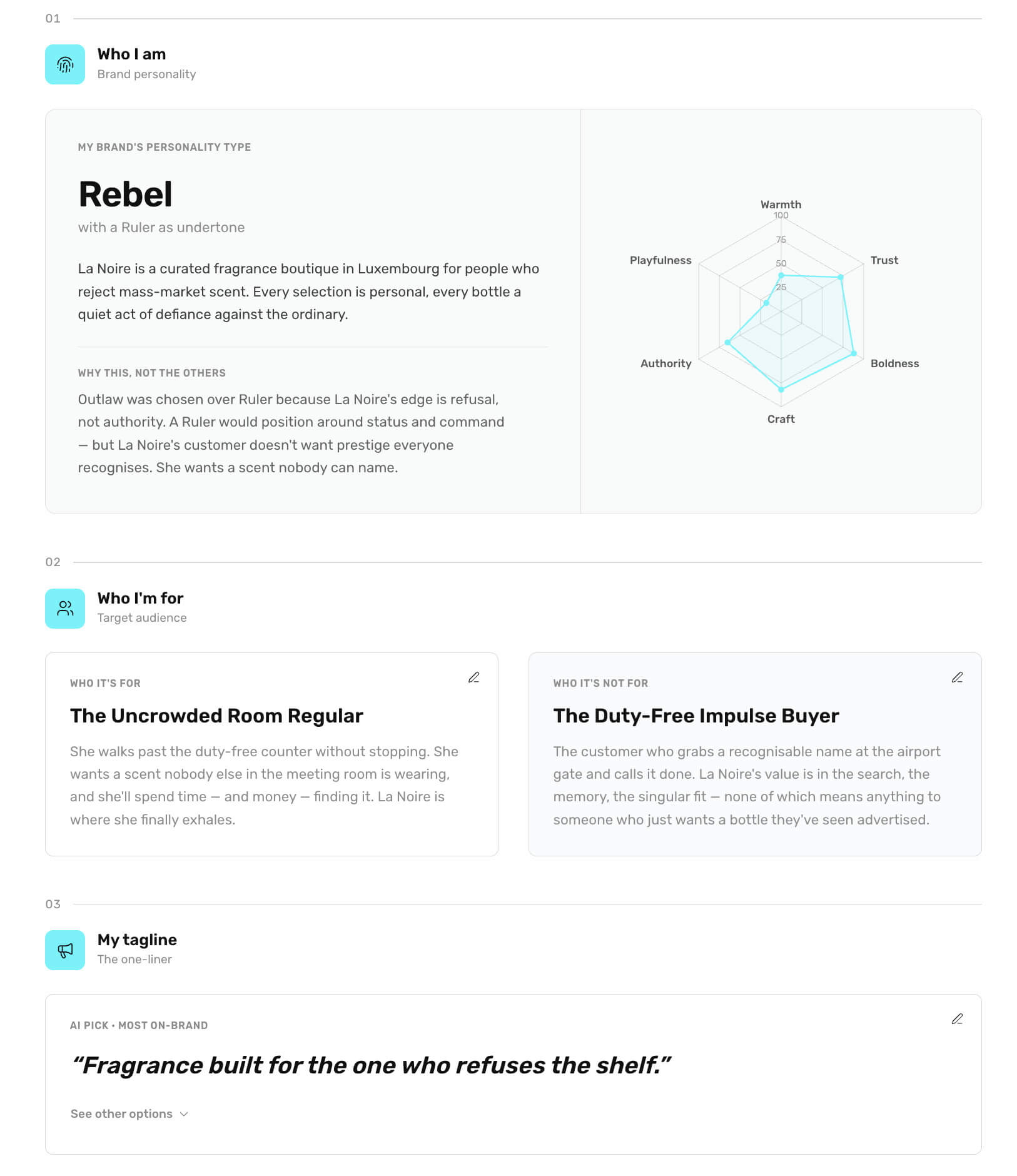 From vague idea to sharp personality